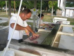 Cleaning fish at Knights Key