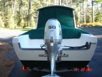 CD-16 Angler w/Sunbrella fabric -- mooring cover and pilot house cover (green) - no tears, all rivets excellent