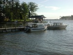 The three C-Dorys at the pier in Cod Creek