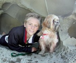Bryce and Oscar in a Sandstone Cave Galiano Island 6-25-04 