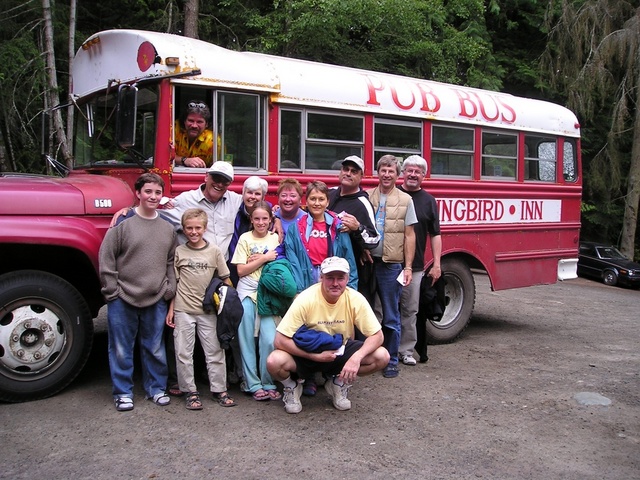 Bus that took us up to the Hummingbird Inn and Pub from the Marina at Montague Harbor, Galiano Is. 