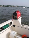 Generator rigged on starboard lazarette (Honda eu2000i).