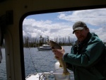 Nice cutthroat with Jody Kidd and the Voyager in the background