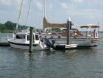 P1000347 In Good company, that is a Shannon that we are docked next to, a hand built world class 52' sailboat. The people had been out for two weeks in the Chesapeake. When they came off for dinner they were dressed immpeciably not a wrinkle. What a boat!! Check out www.shannonyachts.com  to get idea of what that boat represents. They are still a busy boat builder in R.I.