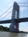 DSC02510 The George Washington Bridge. Notice it's a double decker two separate roads on over top of the other.Worlds only 14 lane suspension bridge Check out the steel work