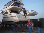 This is the lead boat, Captain Impatient. When it hit the rock, it bent the strut and chewed up the prop.