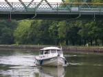 Widget pasing under the Specerport lift bridge. 