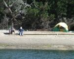 (Pat Anderson) Austin and Friend Jared Camped on the Beach at Cabbage Island