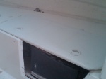 starboard side V-berth access hatch w.AC unit