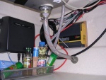 Battery tender/charger beneath sink.