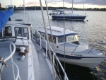 Visiting with friends outside Boston Harbor Marina