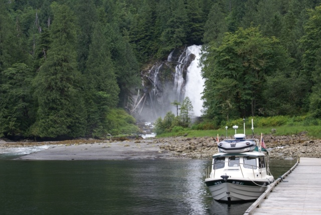 Princess Louisa Inlet, 07-10 119- Noro Lim in front of Chatterbox Falls