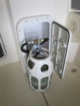 10lb propane tank in rear helm locker