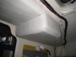 1/8th inch thick adhesive foam tape applied to overhead in v-berth