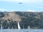 A Blimp checking out the yachts racing on the Bay