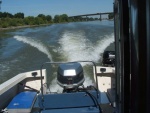 This is the third time that I used the boat since purchasing it.  At speed going south on the Sacramento River just above downtown Sacramento 
