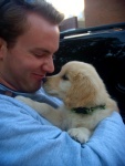 A picture of our son Ethan, who is at the University of Illinois, and Murphy. We had to stop on the way home and introduce Ethan to his new baby brother.