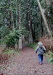 Patty on Trail from Fossil Bay to Shallow Bay 1-16-11