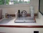 (Pat Anderson) Galley Storage by Fred on Anita Marie Installed by Patty, Sink Cover Cutting Board by David on Anna Leigh