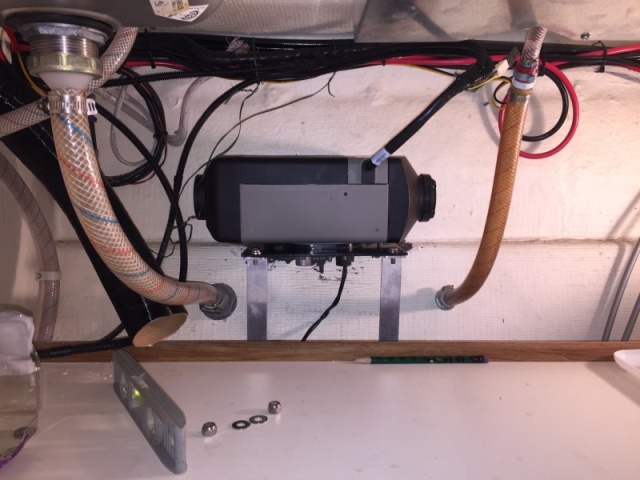 View of Mounting plate with heater sitting on it.