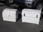 Both 65 quart coolers the Igloo on left and the Engel on right. Externally the Engel is both heavier and bigger due to the extra insulation thickness. They are both the same size internally. Supposed to hold ice much longer. We use a 120 quart Igloo for fishing which are just day trips so ice keeping isn't as critical as weekly cruises, Will-C