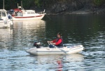 Dee rowing in Fossil Bay, Sucia Island