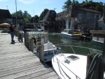 Shops,Restaurants,and charter boats on Lake Michigan side of Leland Michigan