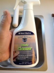 We found this product at West Marine that works great on Sunbrella to remove stains.  We have light-colored fabric, so this was an important find.