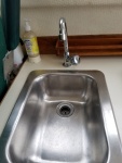 Galley sink with new faucet
Installed with electric pump