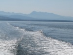 Hurricane Ridge, Olympic National Park in the wake.  We are headed to Protection Island.