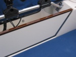 Decraguard/stainless steel/epoxied teak motor well board/a super idea from many C-Brats - thanks  