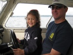 Shrimping 2012.  My g-daughter at the helm.