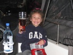 Nevaeh enjoying a beer in the cockpit...no she really wasn't drinking it.