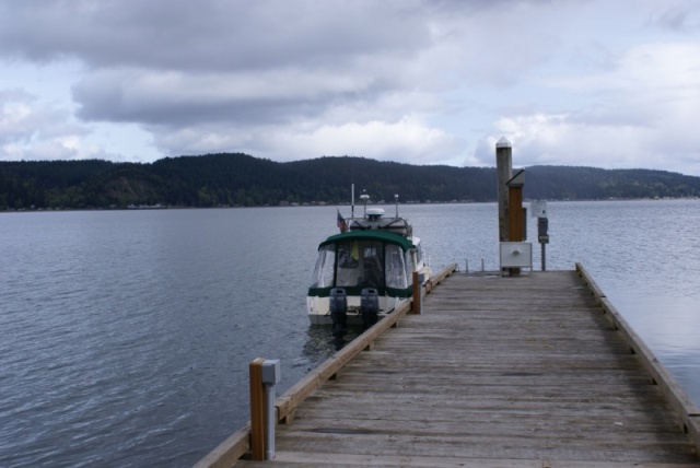 Hood Canal, Apr 30 - May 04, 2012 027 The dock at Twanoh State Park.  No one else at the dock, or on the bouys. 