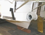 (Pat Anderson) Trim tabs, stern thruster and rudder of C-Ranger R25 white hull 1-20-06
