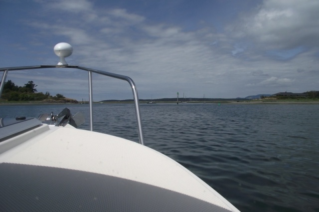 Leaving Fishermans Bay Lopez Island, off the bow view