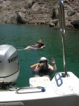 Mary and her daughter enjoying the lake