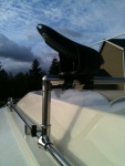 Kayak rack using Taylor flag pole rail-mount sockets on C-Daisy.