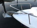 Lead anchor shim on the 22 pound Lewmar Delta keeps its shank off of the deck protecting the gelcoat. 
