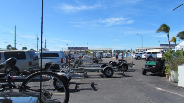 Day use parking at the City Marina at Garrison Bight Key West. You can just make out the ramps dock on the right side of the picture.Nice ramp good parking.$322. for six nights including separate trailer and truck parking. No weekly rate just a daily and monthly