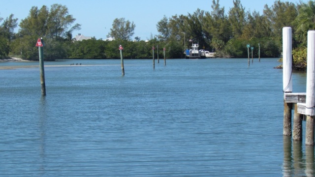 The channel over to the inter coastal.The ferry behind that takes cars to Rum Island for $55 dollars a pop!It's just across the inter coastal water way