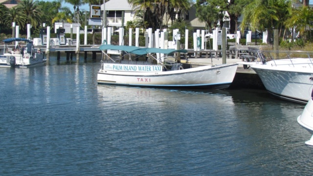 The launch over to the Rum Island Restaurant