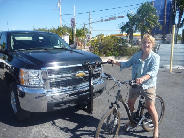 We put a front mounted trailer hitch so we could carry two bikes on the front of the truck with an existing bike rack we already had.