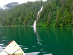 Kayaking toward the falls at Red Bluff Bay.