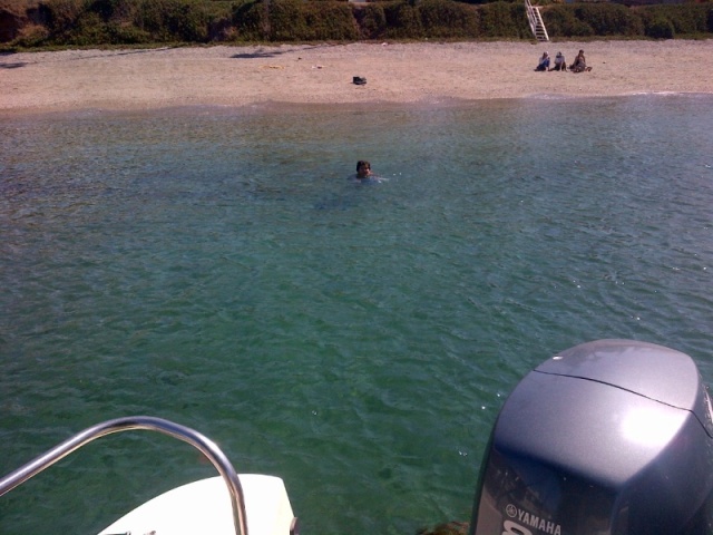 Christopher (10) from Dora Jean swimming from shore to boat and back (1st time ever)