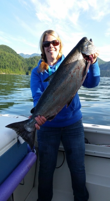 Fishing partner Traci with 23# Spring from Nootka Sound