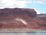 Small rock slide east side of main channel across from Ticaboo Canyon Sunday 9-1-13.