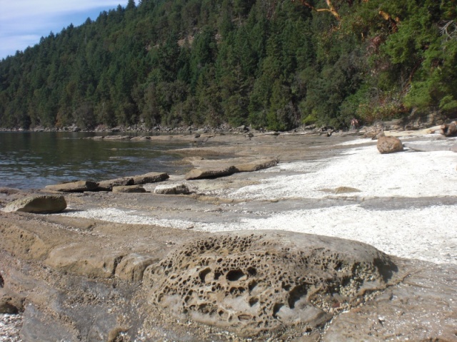 First Nations midden beach Galiano Island.