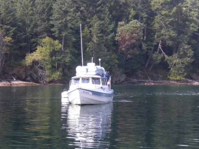 Blue Skies just slipped her buoy in Montague Harbour.