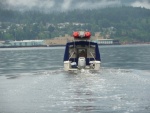 From our trip companions boat heading out Port Alberni Inlet with 50 gallons of additional fuel/water and loaded for a week out.